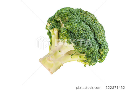 Fresh raw broccoli isolated on white background. top view 122871432