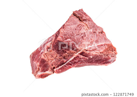 Raw Roe Deer meat, Wild Venison Game Meat Isolated on white background. top view 122871749