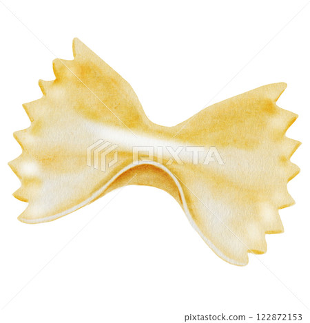 Pasta farfalle watercolor. Hand drawn italian macaroni on white background. Food clip art. Ideal for pasta packaging, restaurant menus and posters 122872153