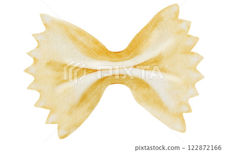 Pasta farfalle watercolor. Hand drawn italian macaroni on white background. Food clip art. Ideal for pasta packaging, restaurant menus and posters 122872166