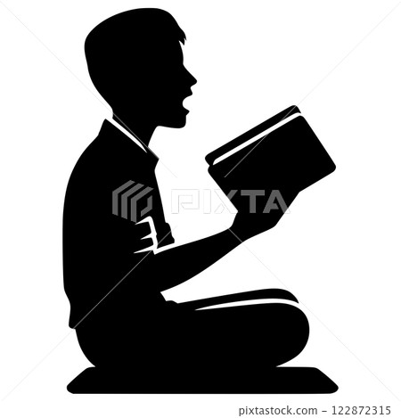 Silhouette youth reciting quran generative ai 122872315