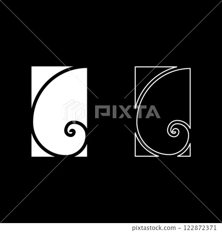 Golden ratio section Sacred geometry symbol ration proportions set icon white color vector illustration image solid fill outline contour line thin flat style 122872371