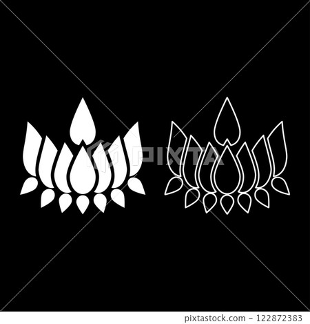 Ayyavazhi lotus carrying Naman symbol set icon white color vector illustration image solid fill outline contour line thin flat style Ayyavazhi lotus carrying Naman symbol set icon white color vector illustration image solid fill outline contour line thin flat style 122872383