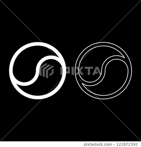 Yin Yang Taoism symbol harmony equilibrium concept set icon white color vector illustration image solid fill outline contour line thin flat style 122872392