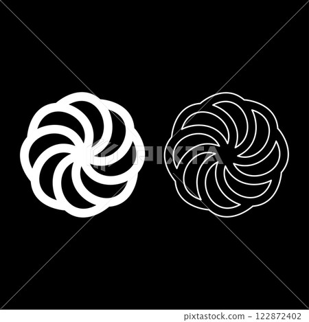 Armenian Arevakhach Neo paganism symbol sunny cross solar mythology Hetanism Armenian neo powder heathenism Eternity sign pumpkin set icon white color vector illustration image solid fill outline 122872402