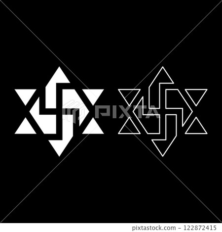Raelism symbol David star of the galaxy Raeliteli set icon white color vector illustration image solid fill outline contour line thin flat style 122872415