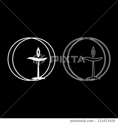 Flaming chalice symbol Unitarian universalism concept set icon white color vector illustration image solid fill outline contour line thin flat style 122872420