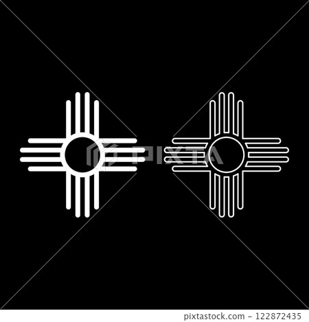 Zia symbol ancient sun emblem element of New Mexico flag set icon white color vector illustration image solid fill outline contour line thin flat style 122872435
