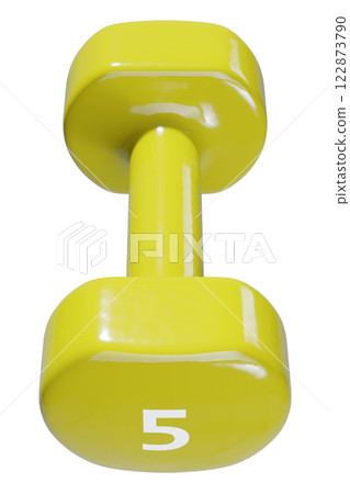 Round vinyl rubber Dumbbell, weightlifting gym equipment top view 122873790