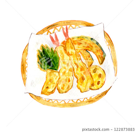什錦天婦羅的水彩插圖 什錦天婦羅的水彩插圖 122873883