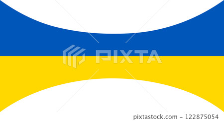 A stretched Ukrainian flag is isolated on a transparent background. Banner for the Independence Day of Ukraine. Stand with Ukraine. Vector illustration 122875054