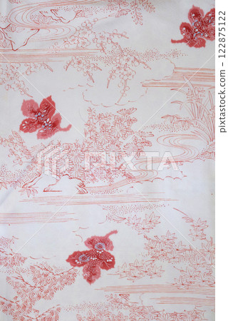 Japanese pattern silk fabric dyeing old cloth Japanese pattern Japanese pattern silk fabric dyeing old cloth Japanese pattern 122875122