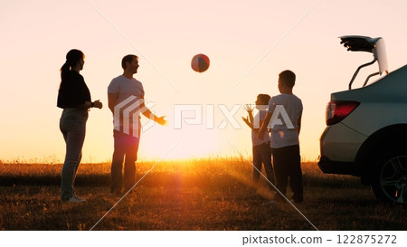 child kid crush father traveling sunset, happy family, joyful cheerful family with child, enjoying child parent communication, little son daughter playing ball with parents, family park sunset, kid child kid crush father traveling sunset, happy family, joyful cheerful family with child, enjoying child parent communication, little son daughter playing ball with parents, family park sunset, kid 122875272