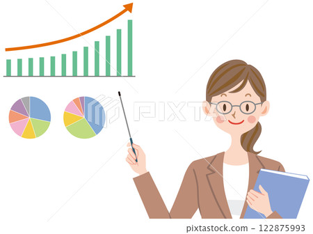 一位女士做投資資產業務簡報的插圖 一位女士做投資資產業務簡報的插圖 122875993