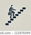 Illustration of a businessman running up the stairs 122876099