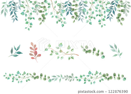 Leaves drawn in watercolor 122876390