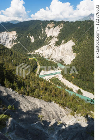 View into the Rhine Gorge, Ruinaulta, Canton of Grisons, Switzerland 122876632