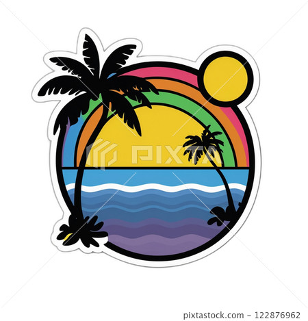 Simple illustrations with a Hawaiian motif 122876962