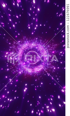 A futuristic glowing energy sphere surrounded by radiant particles in deep purple hues abstract background A futuristic glowing energy sphere surrounded by radiant particles in deep purple hues abstract background 122876991
