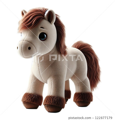 Stuffed horse illustration with brown mane 122877179