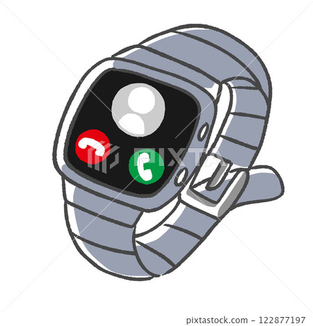 A grey smartwatch receiving a call 122877197
