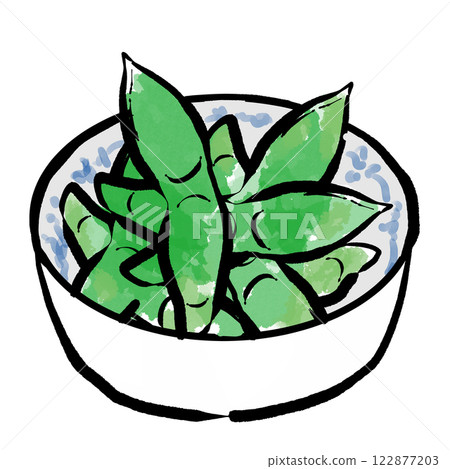 Brush pen style illustration of edamame 122877203