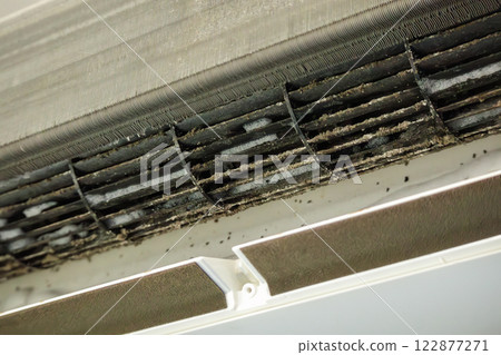 Dirty air conditioner system before cleaning Dirty air conditioner system before cleaning 122877271