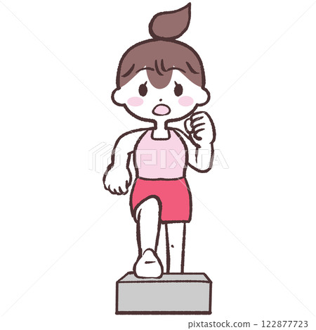 Front view illustration of a woman doing up and down exercise 122877723