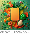 Lots of vegetables and a smartphone 122877729