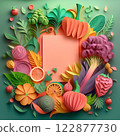 Lots of vegetables and message cards 122877730