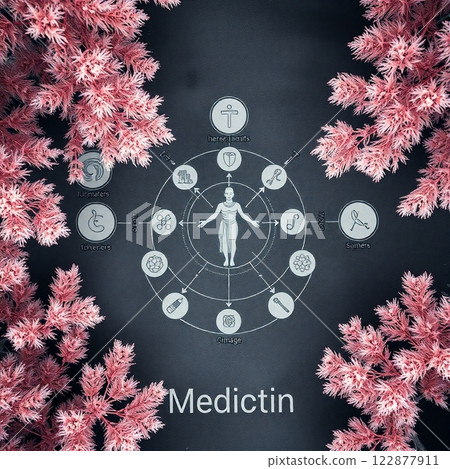 Illustration of an image reminiscent of oriental medicine Illustration of an image reminiscent of oriental medicine 122877911