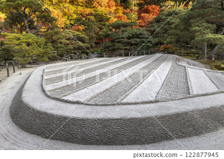 detail of sand garden in ginkaku ji temple Kyoto, 122877945