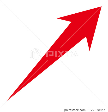 白色背景上向右上升的簡單紅色箭頭的圖示 白色背景上向右上升的簡單紅色箭頭的圖示 122878444