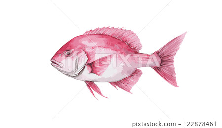 鯛魚圖像水彩畫 122878461