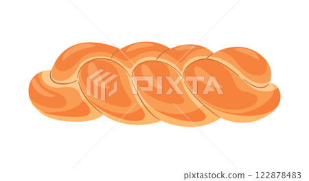 Challah jewish traditional holiday bread trendy flat style isolated Braided bread icon. 122878483