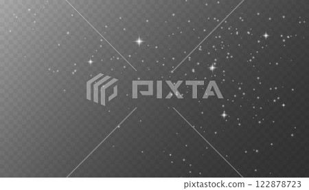 Glow dust. Bokeh light lights effect. Shimmering Dust. Bokeh Lights. Festive Designs.White png dust light. Spark overlay. Vector space stars png. Glowing stars on transparent 122878723