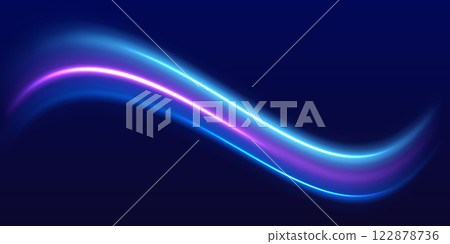 Speed police line. Laser beams, horizontal light rays. Magic shining neon light line trails. Purple glowing wave swirl, impulse cable lines. High speed effect motion blur night lights Speed police line. Laser beams, horizontal light rays. Magic shining neon light line trails. Purple glowing wave swirl, impulse cable lines. High speed effect motion blur night lights 122878736