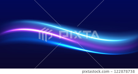 Speed police line. Laser beams, horizontal light rays. Magic shining neon light line trails. Purple glowing wave swirl, impulse cable lines. High speed effect motion blur night lights Speed police line. Laser beams, horizontal light rays. Magic shining neon light line trails. Purple glowing wave swirl, impulse cable lines. High speed effect motion blur night lights 122878738