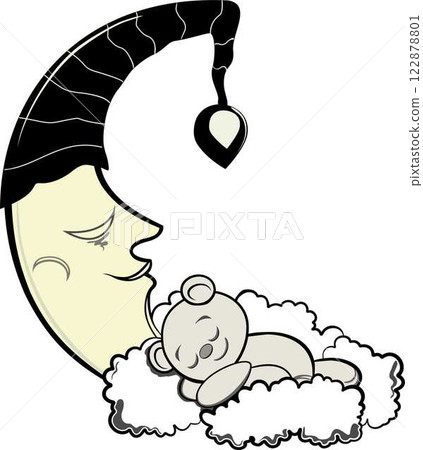 TEDDY BEAR AND MOON 122878801