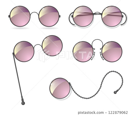 Set round glasses with different glass Set round glasses with different glass 122879062