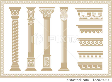 Set of silhouettes classic vintage capitals Set of silhouettes classic vintage capitals 122879084