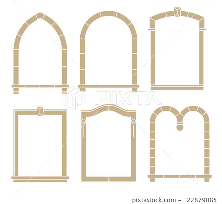 Classical vector window frame facade wall contour 122879085