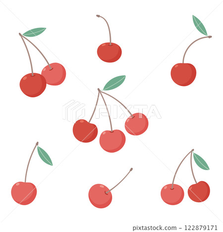 Cherries set. Vector hand drawn illustration on white background. 122879171