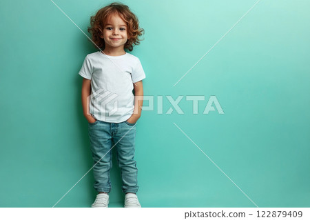 In an artistic illustration, a girl braids flow down her back with intricate detail. The soft background emphasizes the craftsmanship and grace of her hair design 122879409
