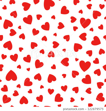 Cute red hearts seamless vector pattern. Valentines day background made of tiny heart silhouettes. Vector illustration Cute red hearts seamless vector pattern. Valentines day background made of tiny heart silhouettes. Vector illustration 122879573