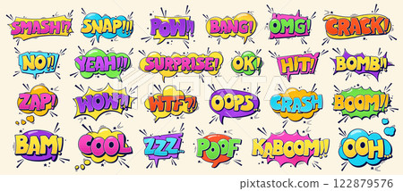 Colorful sticker phrases. 122879576