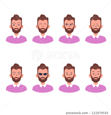 Portraits of man. Boy Avatar. Male emotions. Portraits of man. Boy Avatar. Male emotions. 122879583