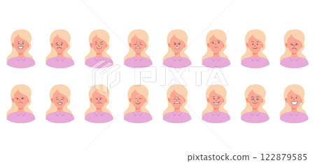 Portraits of woman. Girl Avatar. Female emotions. Portraits of woman. Girl Avatar. Female emotions. 122879585