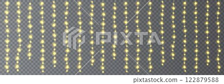 Festive Christmas light  glowing garland string on dark background. 122879588
