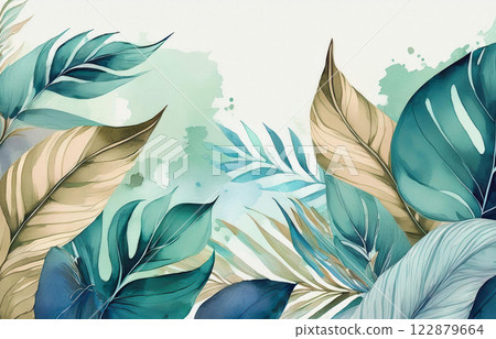 Summer background with tropical leaves 122879664